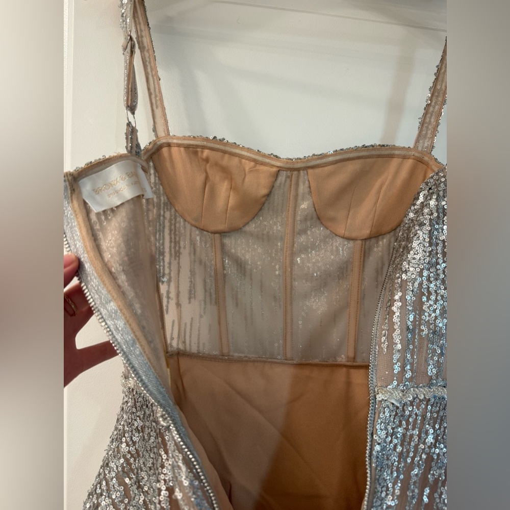 Bronx and Banco Silver Sequin A-Line Midi Prom Dress - Picture 12 of 16